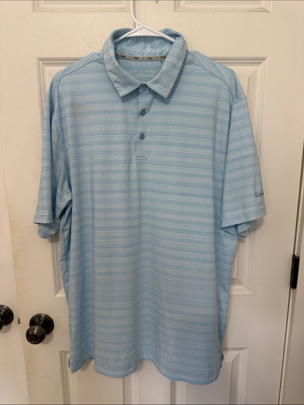 Walter Hagen Light Blue Striped Polo size XL golf short sleeve shirt
